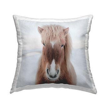 Stupell Home Decor Brown Horse Winter Landscape Throw Pillow