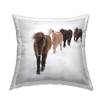 Stupell Home Decor Winter Farm Horses Throw Pillow