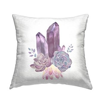 Stupell Home Decor Amethyst Crystal & Succulent Blossoms Throw Pillow