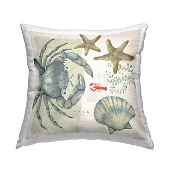 Stupell Home Decor Crab & Sea Life Throw Pillow
