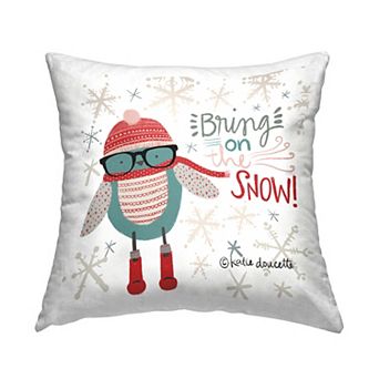 Stupell Home Decor Blue Bird "Bring On The Snow" Throw Pillow