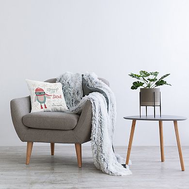 Stupell Home Decor Blue Bird "Bring On The Snow" Throw Pillow