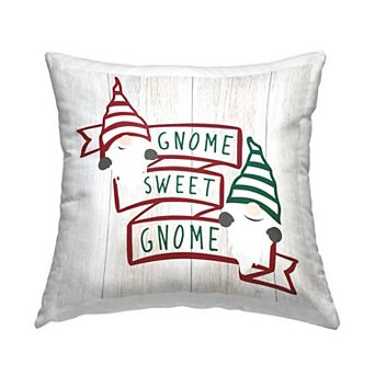 Stupell Home Decor Welcoming Seasonal Red Green Gnomes Banner Throw Pillow