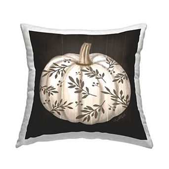 Stupell Home Decor Rustic White Pumpkin Leaf Sprig Pattern Throw Pillow