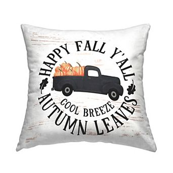 Stupell Home Decor "Happy Fall Y'all" Rustic Pumpkin Truck Throw Pillow