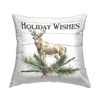 Stupell Home Decor "Holiday Wishes" Deer Throw Pillow