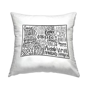 Stupell Home Decor Colorado Cities Typography Map Throw Pillow