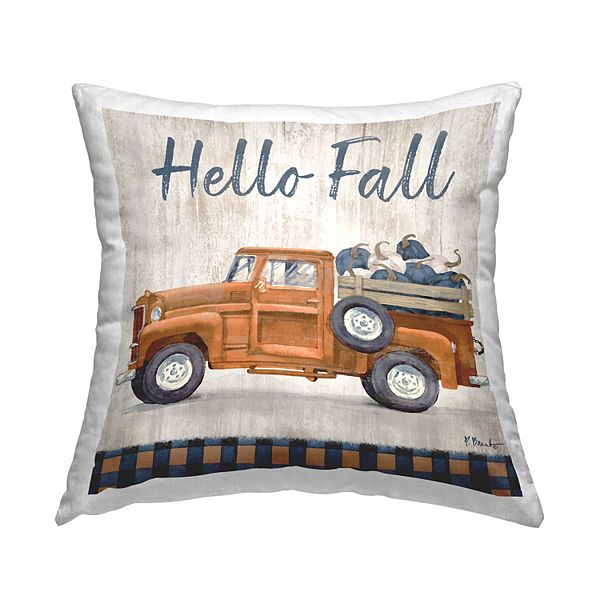 Hello Fall Pumpkin Truck Lumbar Pillow