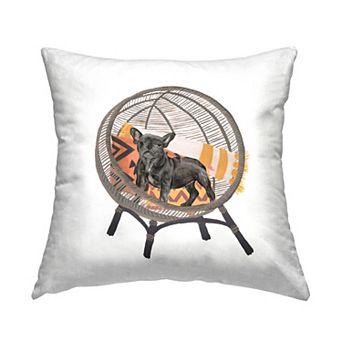 Stupell Home Decor Black Dog in Woven Chair Throw Pillow