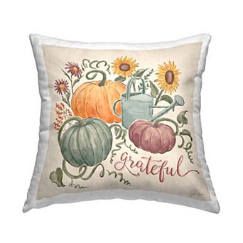 Stupell Home Decor Grateful Typography Pumpkin Throw Pillow