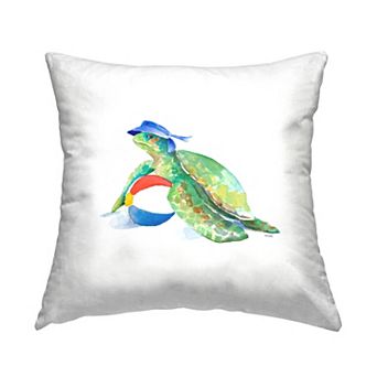Stupell Home Decor Green Sea Turtle Beach Ball Throw Pillow
