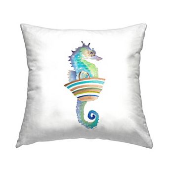 Stupell Home Decor Blue Ombre Seahorse Aquatic Throw Pillow