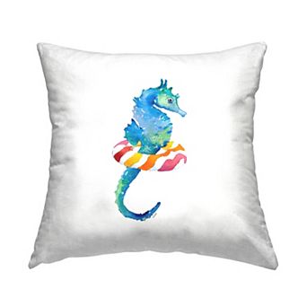 Stupell Home Decor Blue Seahorse Throw Pillow