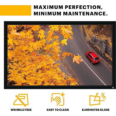 Kodak 100" Fixed Frame Projector Screen, Wall Mounted Projection Screen with Black Velvet Frame