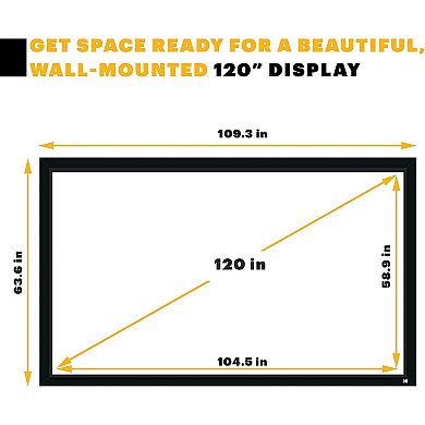 Kodak 120" Fixed Frame Projector Screen, Wall Mounted Projection Screen with Black Velvet Frame