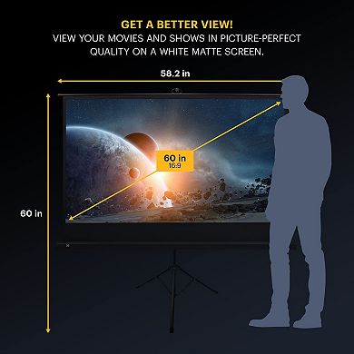 KODAK 60” Portable Projector Screen, Lightweight Projection Screen with Tripod Stand & Carry Bag