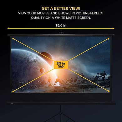 KODAK 80” Portable Projector Screen, Lightweight Projection Screen with Tripod Stand & Carry Bag