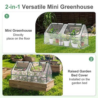 Aoodor 4 ft. x 2 ft. x 2 ft. Mini Greenhouse with 2 Zipper Doors - Green