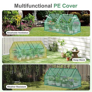 Aoodor 4 ft. x 2 ft. x 2 ft. Mini Greenhouse with 2 Zipper Doors - Green