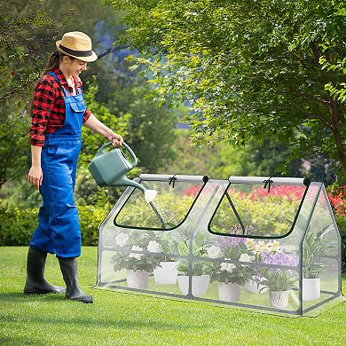 Aoodor 4 ft. x 2 ft. x 2 ft. Mini Greenhouse with 2 Zipper Doors - Green