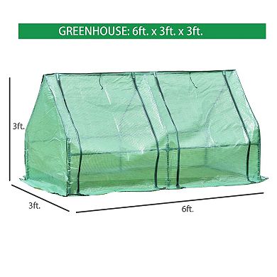 Aoodor 6 ft. x 3 ft. x 3ft. Mini Greenhouse with 2 Zipper Doors, 3 Covers