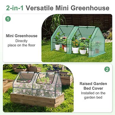 Aoodor 6 ft. x 3 ft. x 3ft. Mini Greenhouse with 2 Zipper Doors, 3 Covers