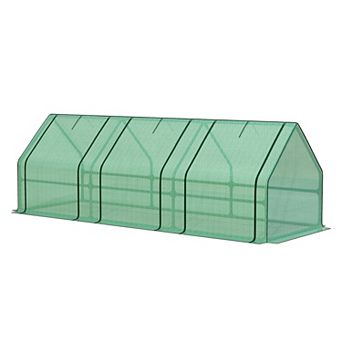 Aoodor 9 ft. x 3 ft. x 3 ft. Mini Greenhouse with 3 Zipper Doors - Transparent