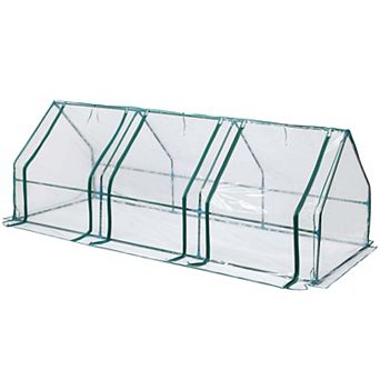Aoodor 9 ft. x 3 ft. x 3 ft. Mini Greenhouse with 3 Zipper Doors - Transparent