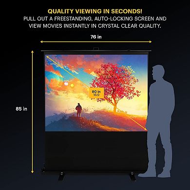 Kodak 80" Portable Projector Screen, Pull Up Projection Screen with Stand and Carry Handle