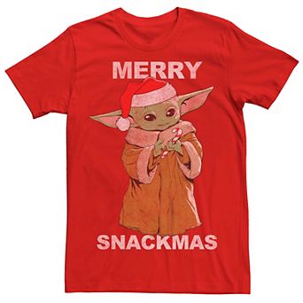 Men's The Mandalorian Grogu Merry Snackmas Graphic Tee