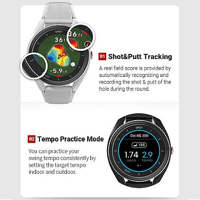 Voice Caddie T9 Golf GPS Watch w/Green Undulation