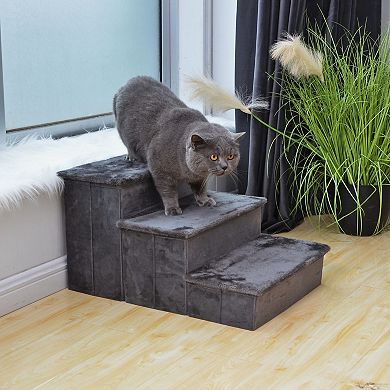 Catry Charcoal Pet Stairs with Storage