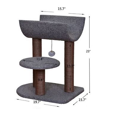 Catry Chocolate Tower Cat Tree with Cradle Bed