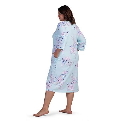 Plus Size Miss Elaine Essentials French Terry Long Zip Robe
