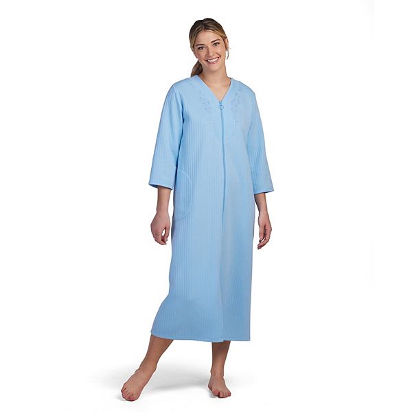 Women's Miss Elaine Essentials QuiltInKnit Long Zip Robe