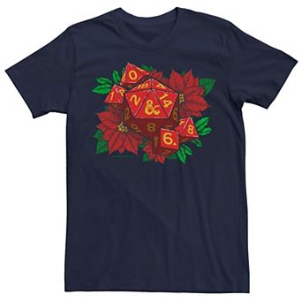 Men's Dungeons & Dragons Dices & Poinsettias Graphic Tee