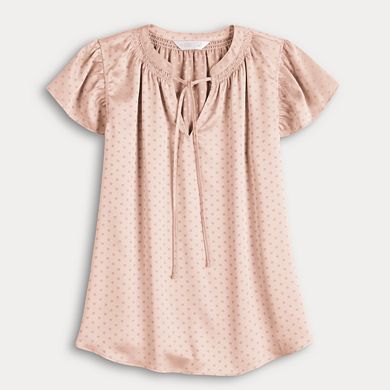 Women's LC Lauren Conrad Tie Front Ruffled V-Neck Shell