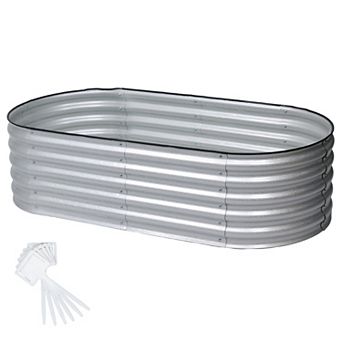 Aoodor 4 in 1 Modular Aluzinc Metal Raised Garden Bed - silver