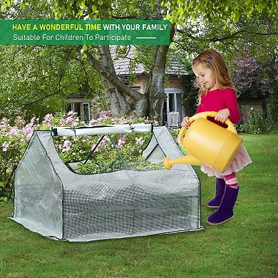 Aoodor 4ft. x 4ft. x 1ft. Raised Garden Metal Bed Mini Greenhouse Kit