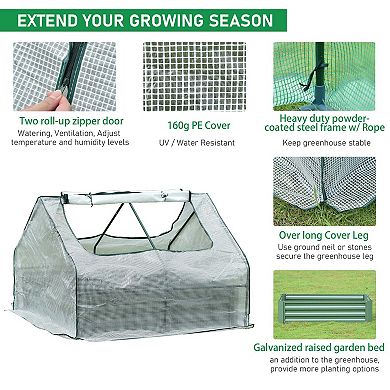 Aoodor 4ft. x 4ft. x 1ft. Raised Garden Metal Bed Mini Greenhouse Kit