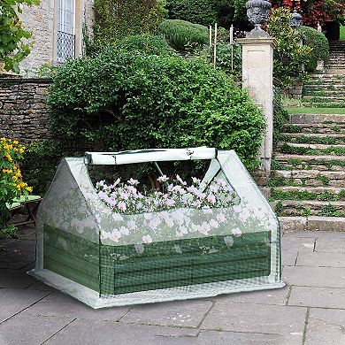 Aoodor 4ft. x 4ft. x 1ft. Raised Garden Metal Bed Mini Greenhouse Kit