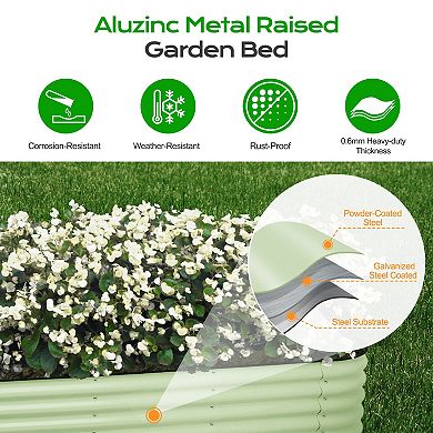 Aoodor 9-in-1 Modular Aluzinc Metal Raised Garden Bed-Olive Green (89''L x 17.7''W x 17''H)