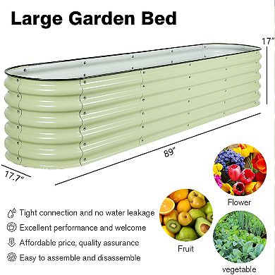 Aoodor 9-in-1 Modular Aluzinc Metal Raised Garden Bed-Olive Green (71''L x 35''W x 17''H)