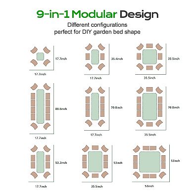 Aoodor 9-in-1 Modular Aluzinc Metal Raised Garden Bed-Olive Green (71''L x 35''W x 17''H)