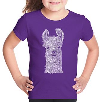 Llama - Girl's Word Art T-shirt