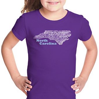 North Carolina - Girl's Word Art T-shirt