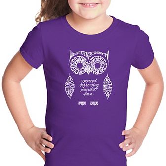 Owl - Girl's Word Art T-shirt