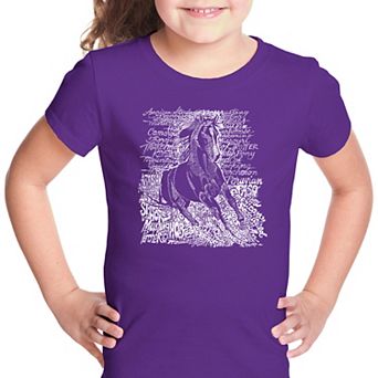 POPULAR HORSE BREEDS - Girl's Word Art T-shirt