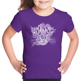 Cat Face - Girl's Word Art T-shirt