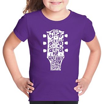 Guitar Head Music Genres - Girl's Word Art T-shirt